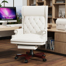 330LBS Executive Office Chair with Footstool, Ergonomic Design High Back Reclining Comfortable Desk Chair - White