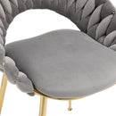 Accent Chairs Set of 2, Velvet Side Chairs with Gold Legs, Mid-Century Upholstered Dining Chairs for Living Room, Kitchen, Bedroom, Beauty Room