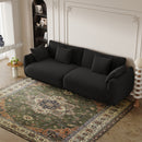 86.6 inch teddy fleece black sofa with four throw pillows hardware feet can be placed in the apartment bedroom to sit comfortably without taking up space