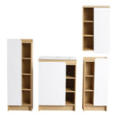 4 Piece Bathroom Vanity Set With Sink, Vanity Combo With Storage Cabinets - Black / Light Oak / White by HouseOfZazla