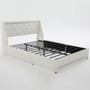 Wingback Upholstered Bed Frame With LED Lights, Charging Station