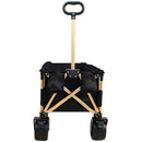 Aluminum Alloy Folding Wagon, Heavy Duty Utility Beach Wagon Cart For Sand With Big Wheels, Adjustable Handle & Drink Holders For Shopping, Camping, Garden And Outdoor