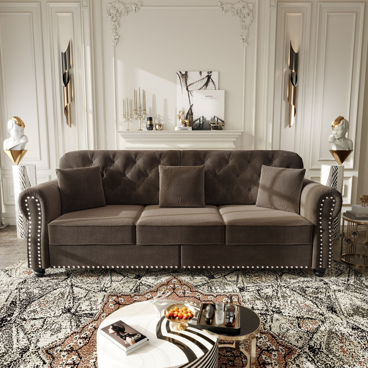 Upholstered 3 Seater Sofa Set With Ottoman, photo 36 of 39