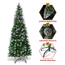 5/6/7.5 Feet Artificial Pencil Christmas Tree with Pine Cones by LJGDeals