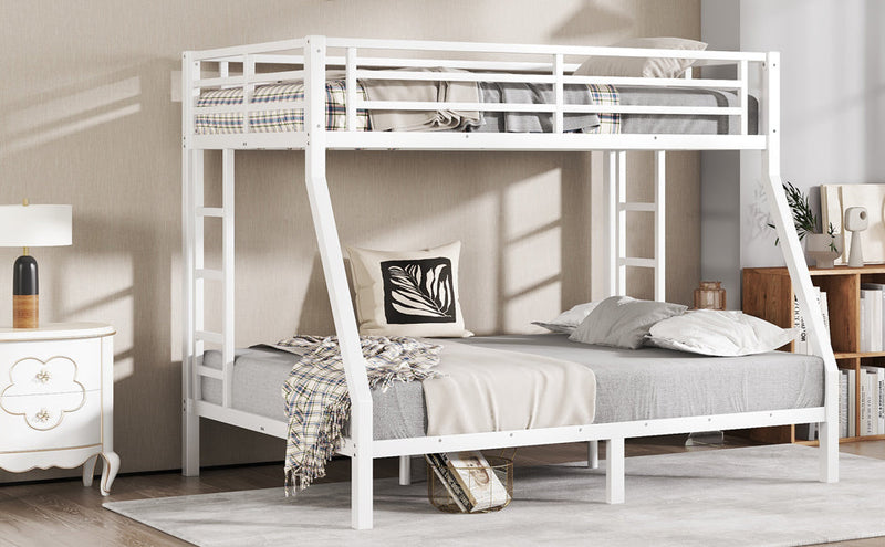 Metal Twin over Full Bunk Bed for Teens and Adults,Space-Saving/Noise Reduced/No Box Spring Needed, White