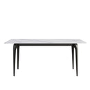 70.87" Modern Artificial Stone White Straight Edge Black Metal Leg Dining Table, Can Accommodate 6-8 People - White / Black by Unique Piece Furniture