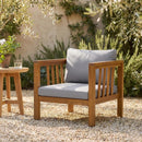 Outdoor Acacia Wood Club Chair with Modern Square Arms by HouseOfZazla