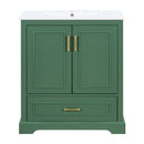 Bathroom Vanity With Sink, 1 Divided Drawer And 2 Soft Close Doors With Double Shelf