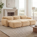 3-Seater Soft Plush Fabric Sofa With Movable Ottoman