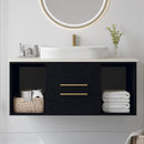 Modern 39.4-In Wall-Mounted Bathroom Vanity with Oval Ceramic Sink