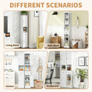 Tall Bathroom Storage Cabinet, 5-Tier Narrow With 2 Doors & Adjustable Shelves, Freestanding - White