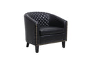 accent Barrel chair living room chair with nailheads and solid wood legs Black pu leather