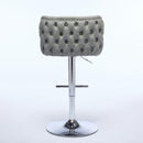 Swivel Barstools Adjusatble Seat Height With Chrome Base, Modern PU Upholstered Bar Stools with the whole Back Tufted, for Home Pub and Kitchen Island,Gray, Set of 2