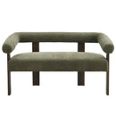 Round Armrest Loveseat (Green + Brown) by HouseOfZazla