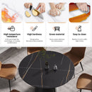 Modern Artificial Stone Round Carbon Steel Base Dining Table, Can Accommodate 6 People - Black by HouseOfZazla