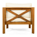 Outdoor Acacia Wood Club Armchair with Cushions (Set of 4)