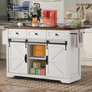 K&K 53.7" Farmhouse Kitchen Island with Power Outlet