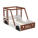 Fun Play Design Twin Size Car Bed, Kids Platform Bed In Car Shaped For Kids Boys Girls Teens - White / Orange by HouseOfZazla