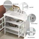 Bathroom Vanity With Ceramic Sink, Adjustable & Open Shelf