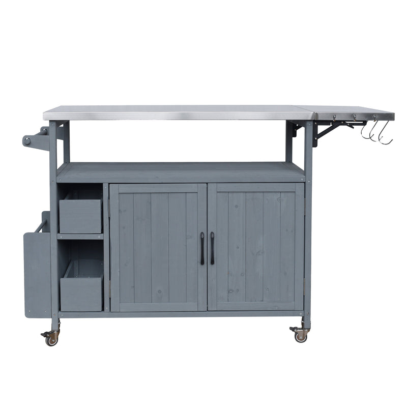 54.33" Farmhouse Rolling Outdoor Kitchen Cart, photo 8 of 10