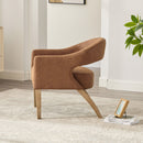 Upholstered Open Back Armchair With Weathered Rubberwood Legs by Unique Piece Furniture