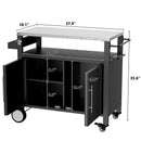 Outdoor Grill Cart With Storage, Rolling Bar Cart With Hooks And Spice Rack Stainless Steel by HouseOfZazla