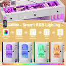 43.2" Vanity Desk with LED Mirror and Lights