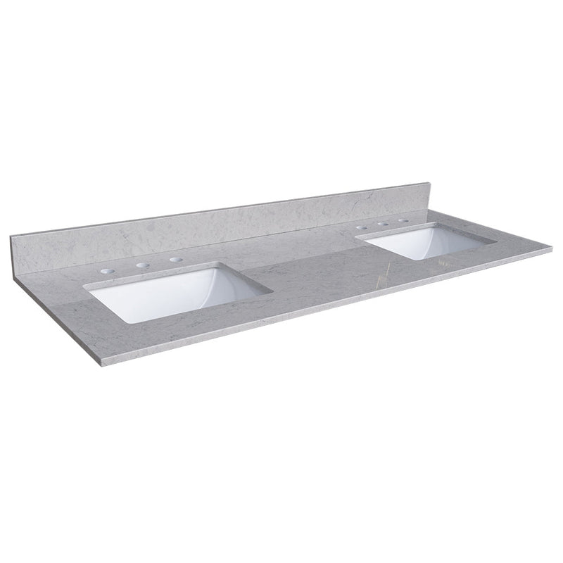 lightning white engineered stone vanity top side backsplash