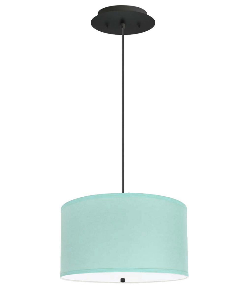 18" W 2 Light Pendant Island Paradise Blue Shade with Diffuser, Black Cord