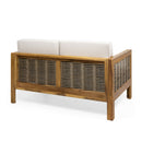 Outdoor 4 Seater Acacia Wood Chat Set With Wicker Accents And Cushions by HouseOfZazla