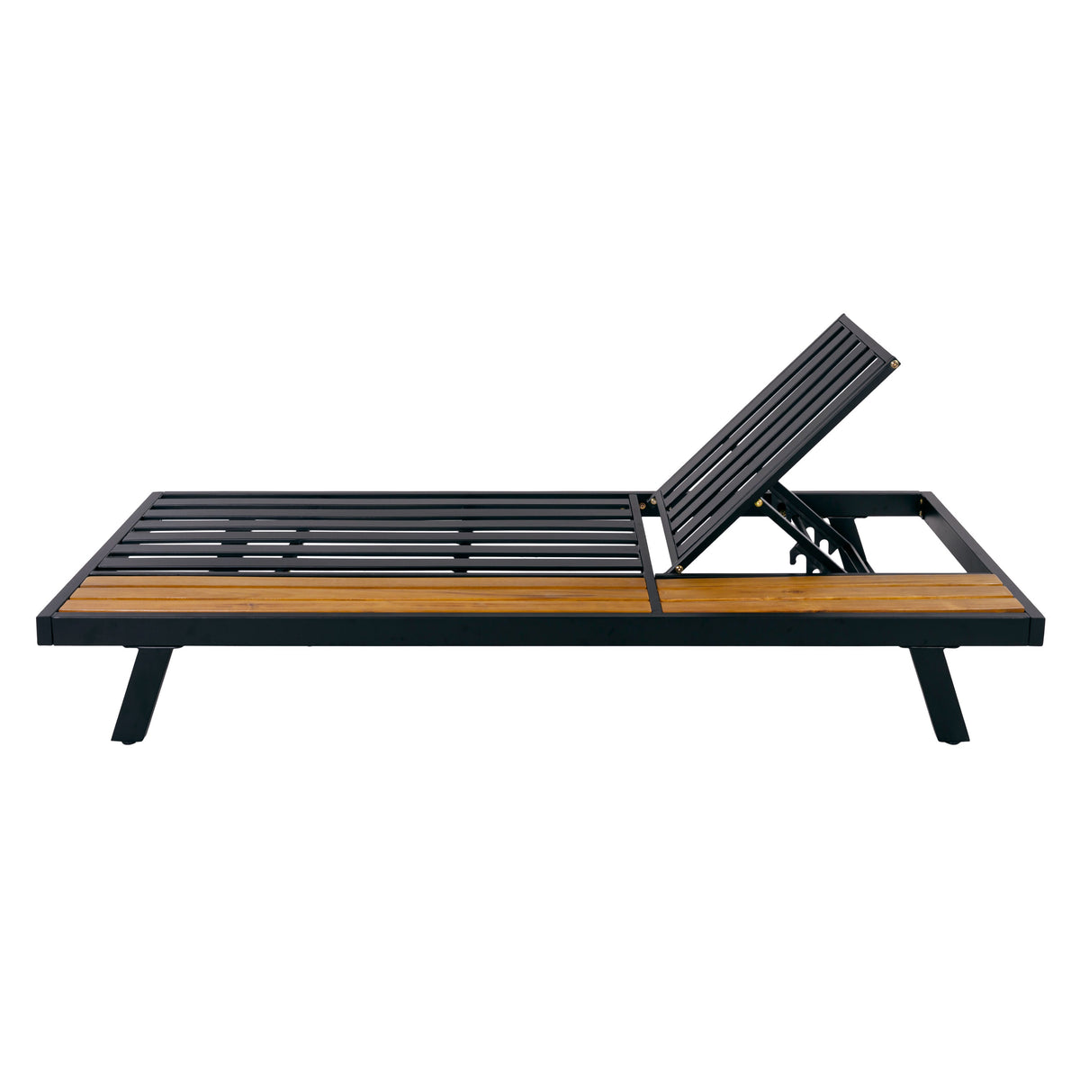 Black Iron + Teak Finish Wood Chaise Lounge Frame, photo 4 of 10