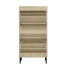 Modern Rattan 3 Door Shoe Rack Cabinet for Entryway