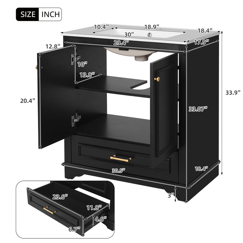 Bathroom Vanity With Sink, Cabinet & 2 Soft Closing Doors & Adjustable Shelf, photo 45 of 50
