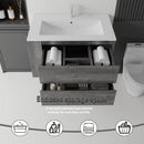 36 Inch Floating Bathroom Vanity with Sink, Soft-Close Door, Ceramic Sink, Plywood by HouseOfZazla