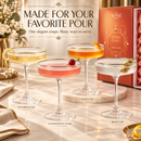 Ribbed Coupe Cocktail Glasses With Gold Rim 8 oz | Set of 4