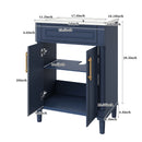Bathroom Vanity With Integrated Sink, 2 Door Cabinet, Single Sink For Small To Medium Bathrooms