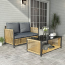 Patio 6-Piece Brown PE Wicker Sofa Set with Grey Cushions