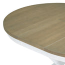 5-Piece Retro Functional Dining Table Set Extendable Round Table and 4 Upholstered Chairs for Dining Room and Living Room (Brown+Antique White)