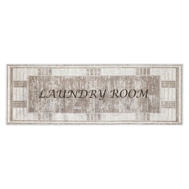 Non Skid Washable Laundry Room Rug Runner - 20" x 59" | Brown&Cream