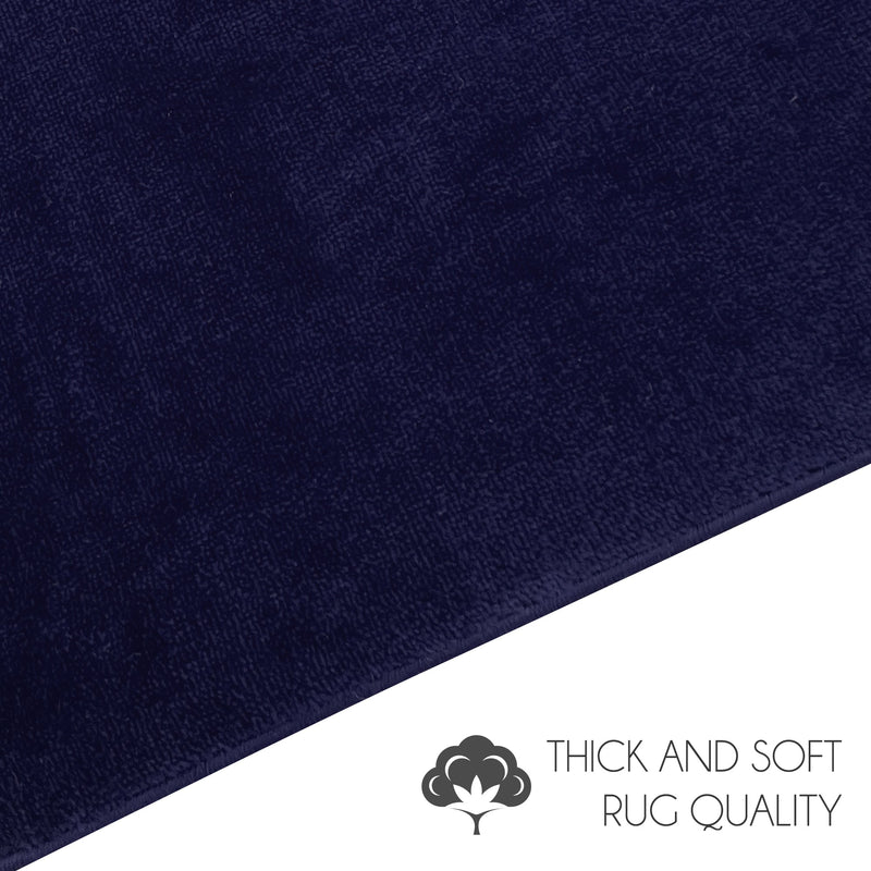 Sussex Home, Landing Rug, Slip Resistant Indoor Carpets Includes Adhesive Tape  2' x 3'-Solid Collection |Navy