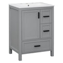 Bathroom Vanity With Sink, Soft Close Door, Double Layer Door Shelf And 3 Drawers - Gray by HouseOfZazla