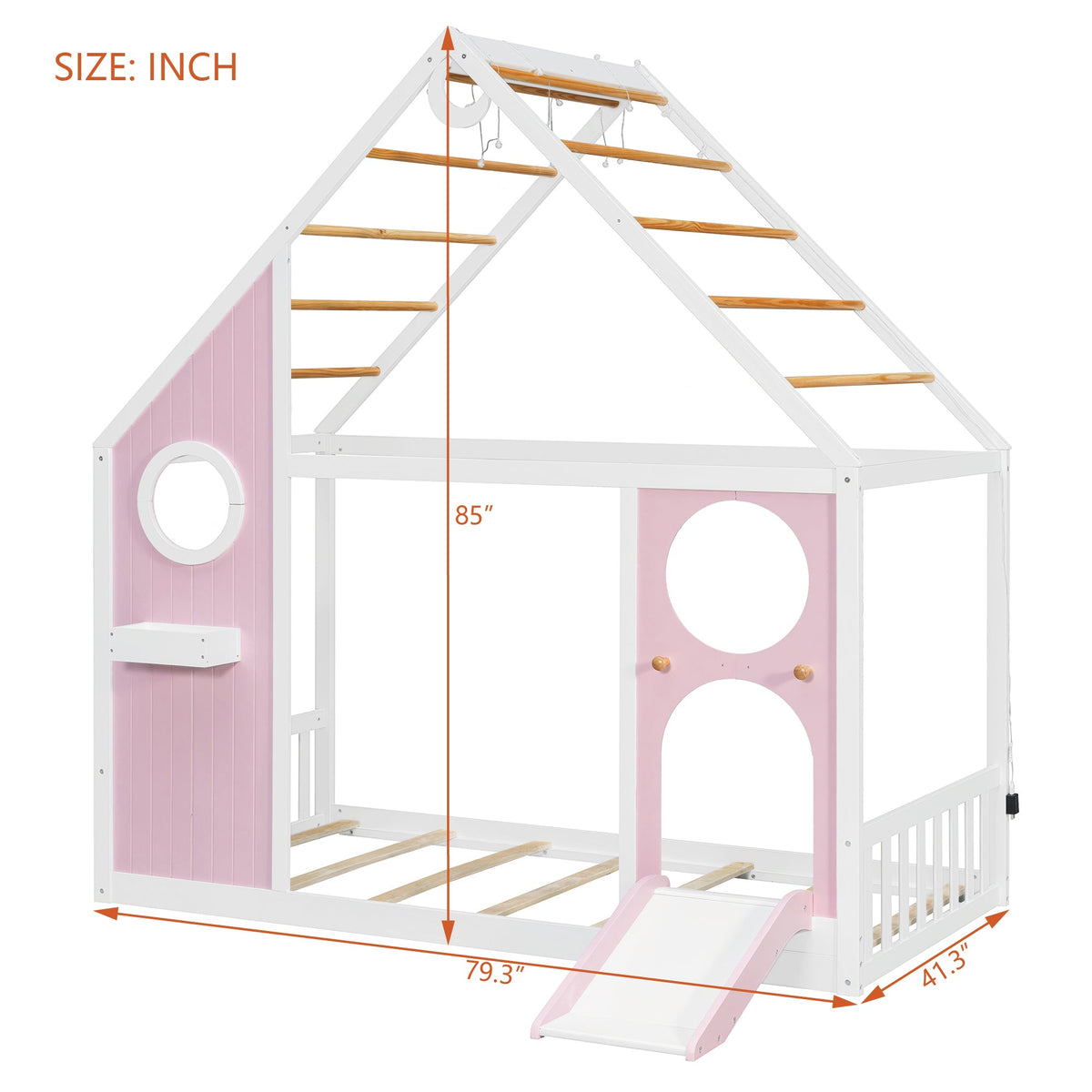 Twin House Bed with Slide, Ball Light Strip, photo 8 of 10