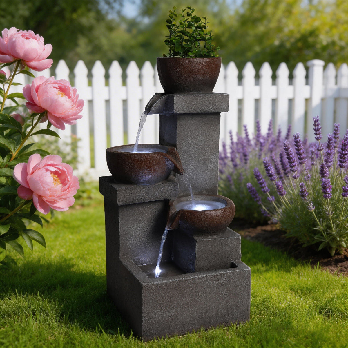 LED Waterfall Fountain Outdoor For Garden - Gray, photo 10 of 11