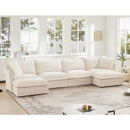 Slipcovered U Shape Sectional Wide and Deep Seat Sofa Couch
