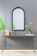 Hand Carved Rose Antique Mirror Frame, Wood Arch Mirror Wall Decor For Living Room