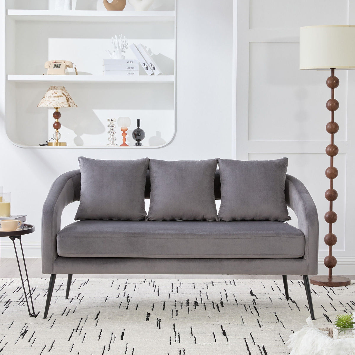 Open Back Loveseat Settee With 3 Pillows, photo 25 of 28