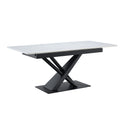 Dining Table With Geometric X Frame For Kitchen Or Dining Room - White Marble by HouseOfZazla