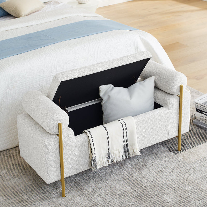 Walker Edison | Minimalist Upholstered Linen Storage Bench