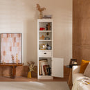 Retro Style 75'' Tall Display Shelf With Cabinet For Hallways Living Room Kitchen - White by HouseOfZazla