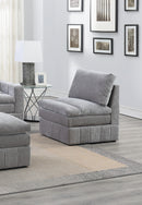 1pc Armless Chair Modular Plush Chair Sectional Sofa Living Room Furniture Granite Morgan Fabric- Suede